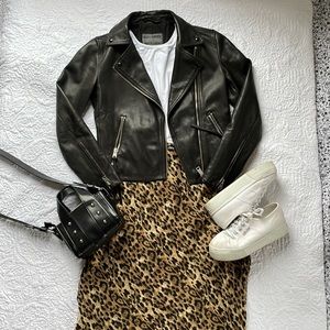 Zara Leopard Print Midi Skirt
